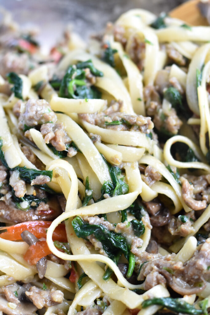 pasta recipe is that is has the perfect balance of protein, fresh veggies, and fresh herbs. 