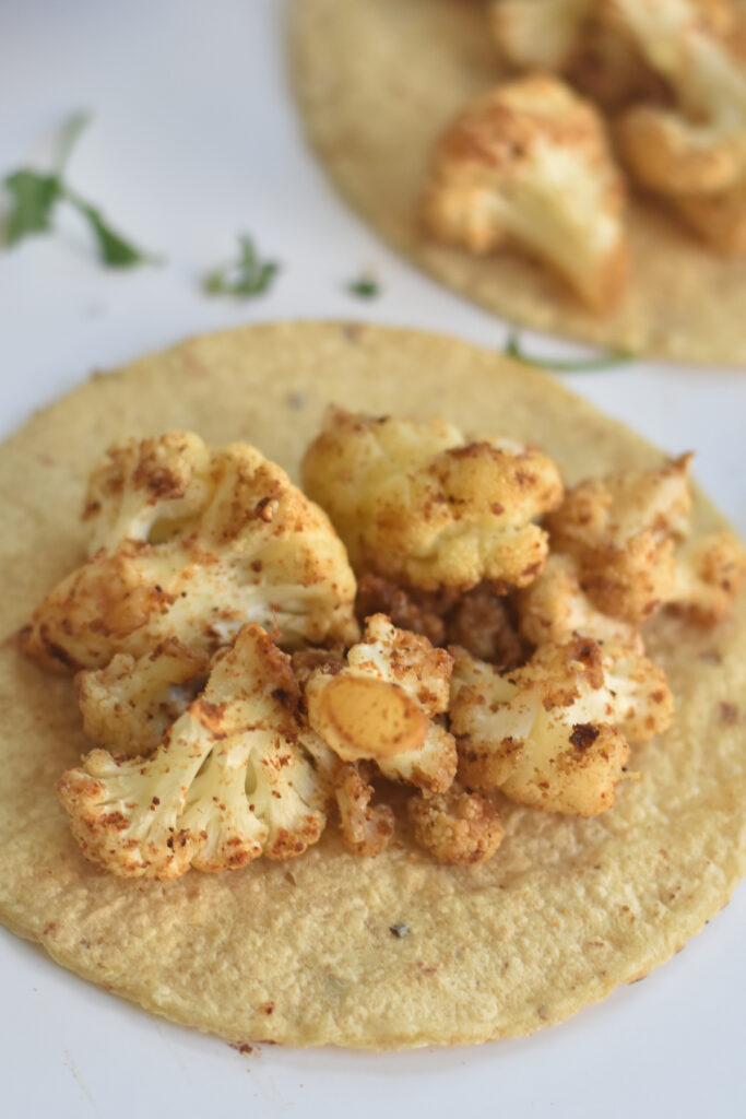 Corn tortillas with roasted cauliflower filling 